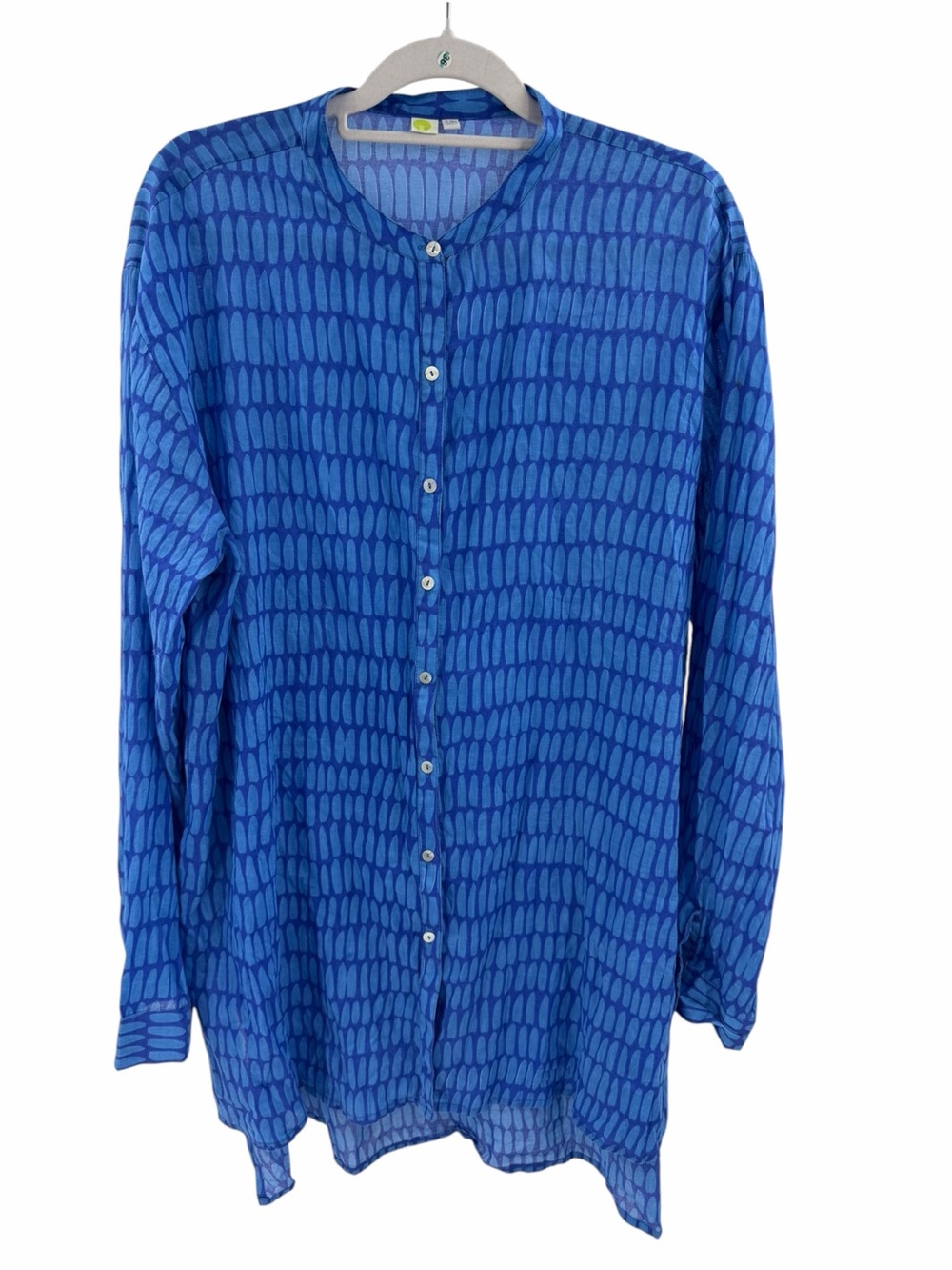 See Design Oversized boxy-cut buttoned tunic shirt 100% Cotton Blue India S/M